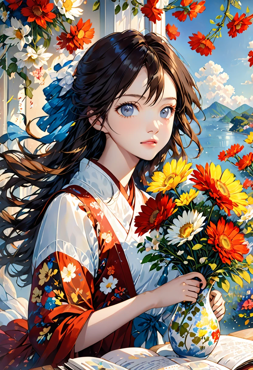 Close-up of a woman with a vase of flowers, There are flowers, magazine photos, author：Ayami Kojima, official artwork, Shin Jin Young, 彼女の周りには凍ったThere are flowers, author：can&#39;t believe it, Dirileva, Nan Caihe, first wave, yellow lion, mackenzie foy, author：Zhang Han, Parking distance - minutes, Written by Jin Nong