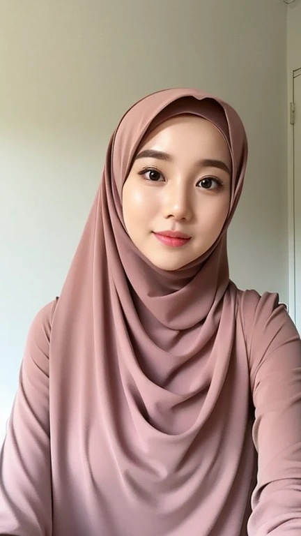 Beautiful woman、hijab, Indonesian, room、Self snap、white room - SeaArt AI