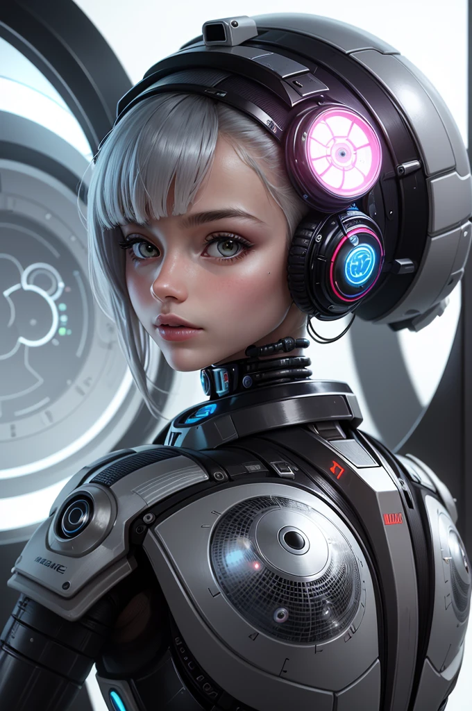 (mejor calidad, realismo: 1.37, ultra detallado, Un organismo cibernético extremadamente detallado.: 1.1), bello dibujo, Gusano robot con la cabeza de una hermosa niña., complejo, colores brillantes, Profesional, ciencia ficción, relámpago de estudio