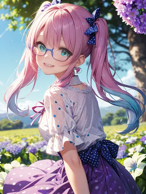 Glasses、小さなgirl、The arrival of spring、big butt、 (alone:1.5,)Super detailed,bright colors, very beautiful detailed anime face and...