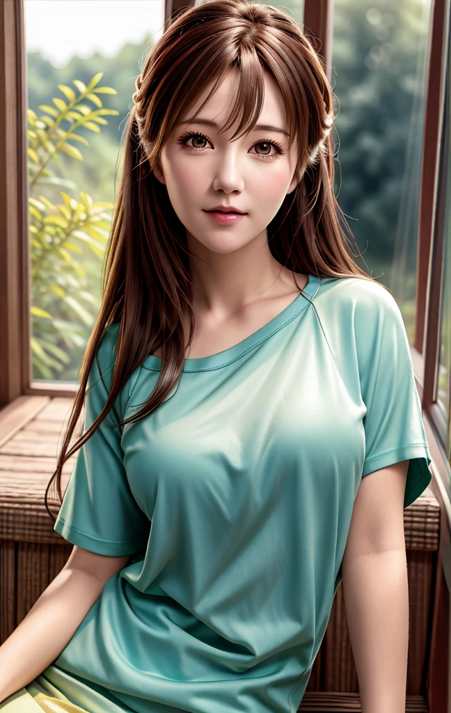 arm at side, portrait, close, looking at camera, highest quality, Upper body, shirt, Woman in the forest, Erica Campbell, nikon d850 film stock photo 4 kodak 400 camera f1.6 Lens Rich Color Ultra Realistic Realistic Texture Natural Light Art Station Cine Still 800 Trending, (100mm lens), long hair