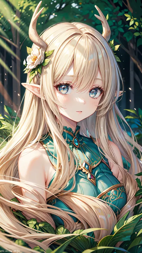 high quality, masterpiece, Delicate facial features, Delicate hair, Delicate eyes, Delicate hair, anime girl, deer antlers color...