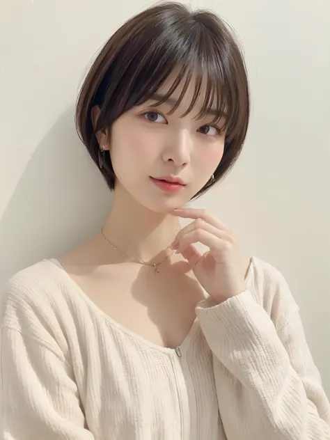 (highest quality、8K、32k、masterpiece、nffsw:1.2)、Photo of beautiful Japan woman in her 30s、very short hair、short hair、shortcut、Upp...