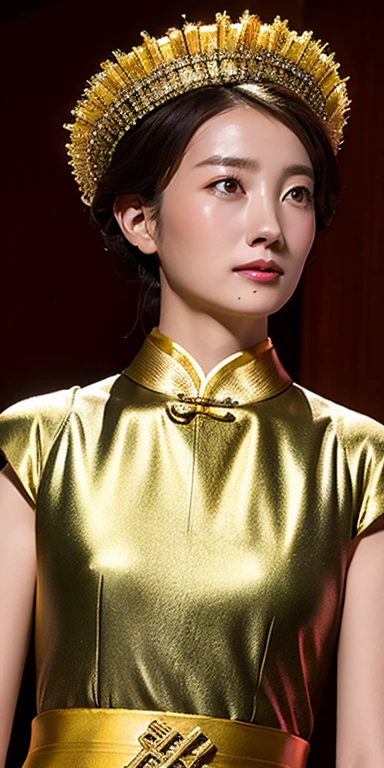 realistic, High resolution, soft light,1 female, alone, hip up, glowing skin, (detailed face), chinese armor