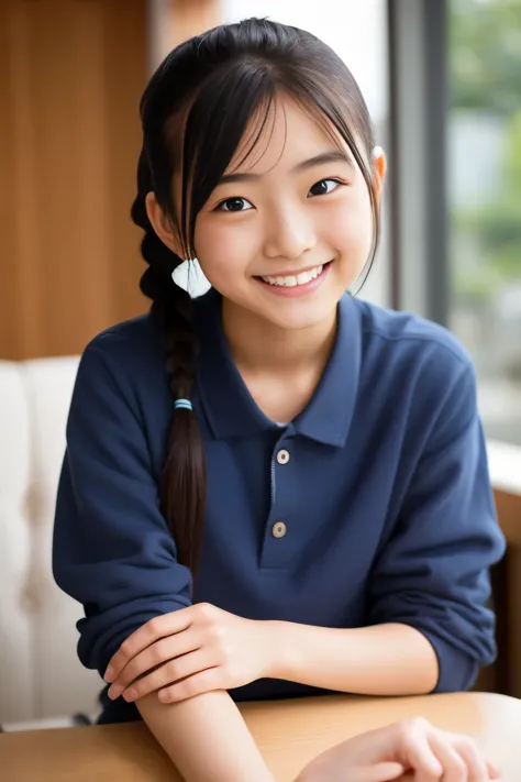 (highest quality, masterpiece), (beautiful 16 year old japanese girl), (freckles:0.6), ponytail, smile, Publicity photo