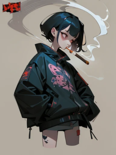 ((Cartoon girl smoking a cigarro and holding a skateboard, arte conceitual. cigarro, smog punk, estilo de ilustração digital, Arte em estilo Gwaites, Fan art de garotas urbanas, ilustração de estilo cartoon, Ashley Madeira&#39;estilo, Ilustração de personagem digital, (cigarro), cigarro, ilustração digital 2d, Ilustração 2D, Ilustração 2D, ela está vestindo streetwear)), rabiscar, pesadelo, cara de boneca, estilo de desenho animado, Esboço aproximado, , (obra de arte), (Alta resolução), (super delicado), (claro), ilustrações estilo quadrinhos,(Elementos de terror), Ilustra??o de pintura japonesa, corpo todo,(instantâneo),ilustração maluca, antique, atmosfera escura, ilustração plana, aparência assustadora, penteado característico, Acessórios criativos, atmosfera única
