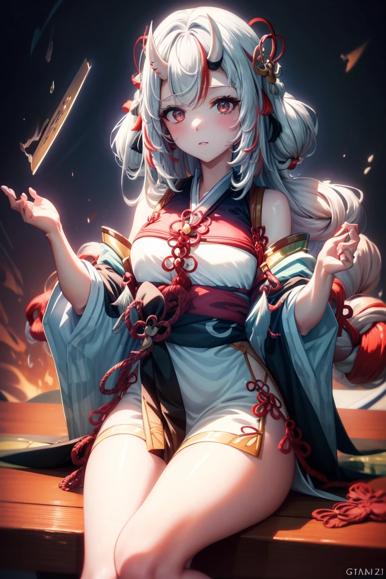 Anime girl sitting on chair in white dress, cute anime waifu in a nice dress, azur lane style, Guweiz in Pixiv ArtStation, trending on artstation pixiv, Guweiz on ArtStation Pixiv, Anime goddess, onmyoji, trending on cgstation, style of anime4 K, Guviz, perfect body, perfect breast,((Best quality, 8k, Masterpiece :1.3)), Sharp focus :1.2, Perfect body beauty: 1.4, lewd face and holding condoms,hand between leg,