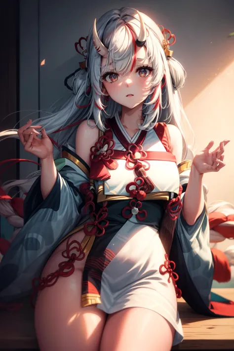 Anime girl sitting on chair in white dress, cute anime waifu in a nice dress, azur lane style, Guweiz in Pixiv ArtStation, trend...