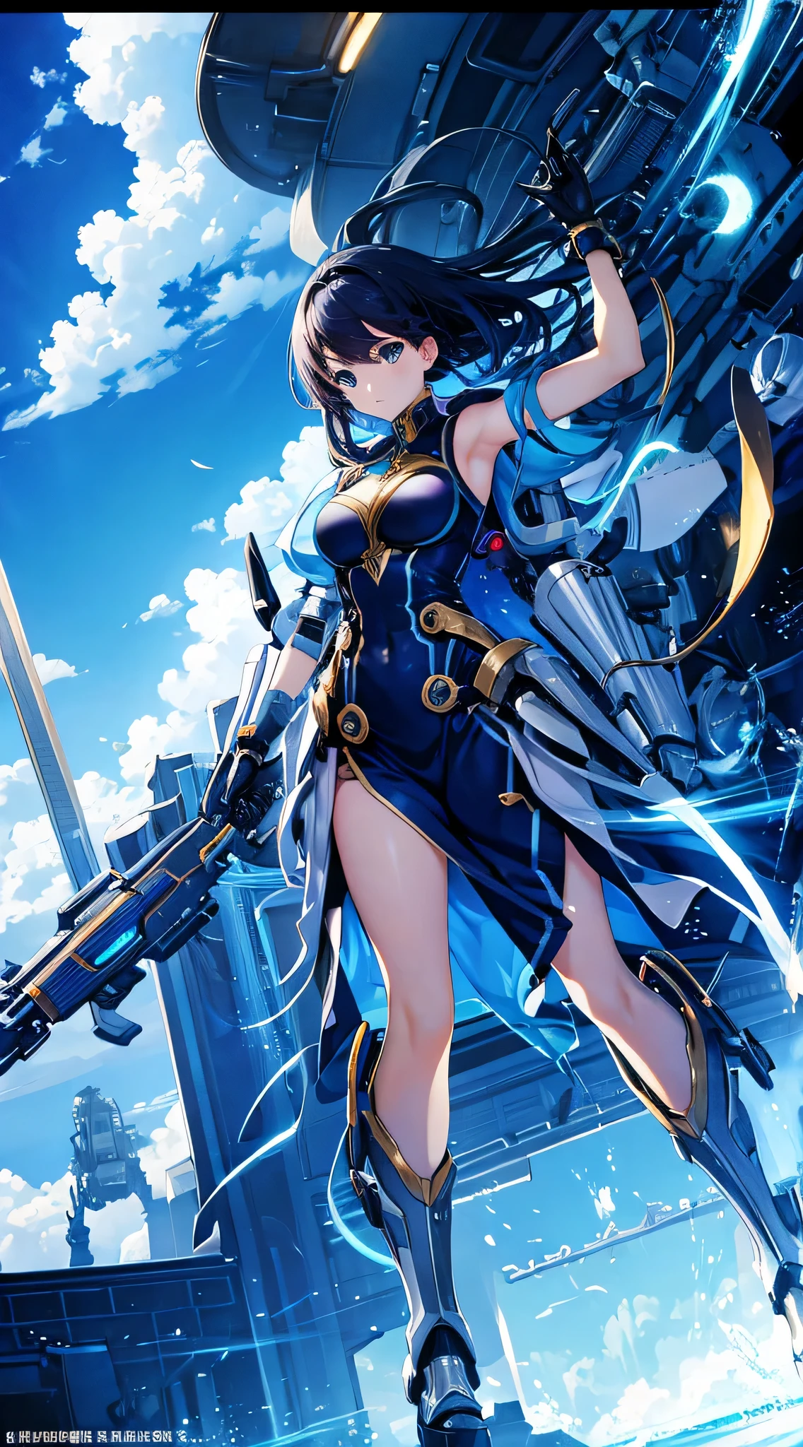 anime,High resolution,clear sky,woman,mechanical woman,armed,nostalgic