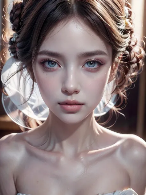 detailed skin, delicate features, vibrant colors, soft lighting, digital painting, realistic portrait, high resolution, vivid ey...