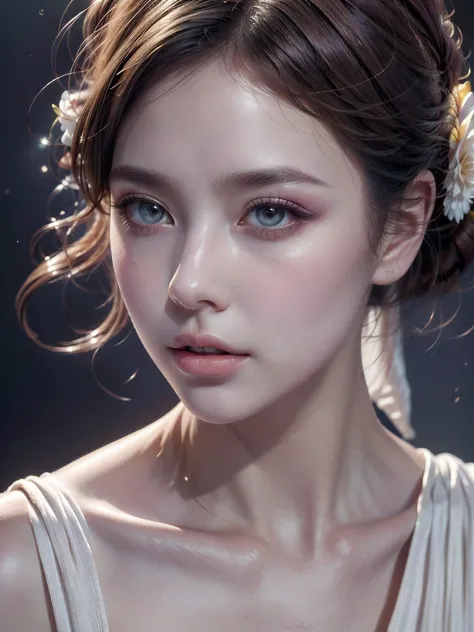 detailed skin, delicate features, vibrant colors, soft lighting, digital painting, realistic portrait, high resolution, vivid ey...