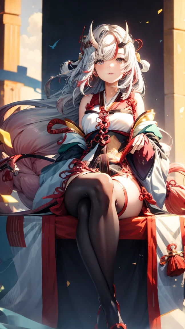 Anime girl sitting on chair in white dress, cute anime waifu in a nice dress, azur lane style, Guweiz in Pixiv ArtStation, trending on artstation pixiv, Guweiz on ArtStation Pixiv, Anime goddess, onmyoji, trending on cgstation, style of anime4 K, Guviz, perfect body, perfect breast,((Best quality, 8k, Masterpiece :1.3)), Sharp focus :1.2, Perfect body beauty: 1.4, lewd face and holding condoms,((white panty)), legwear 