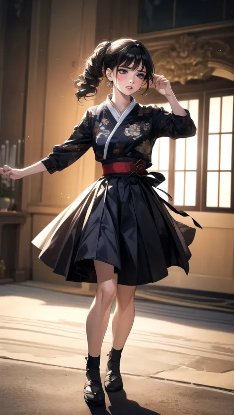 full body,high school girl,hold a japanese sword,(random hairstyle),(highest image quality,(8k), ultra-realistic, best quality, ...