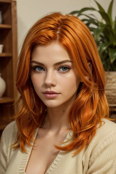 a very pretty and attractive orange hair 25 years old. very realistic