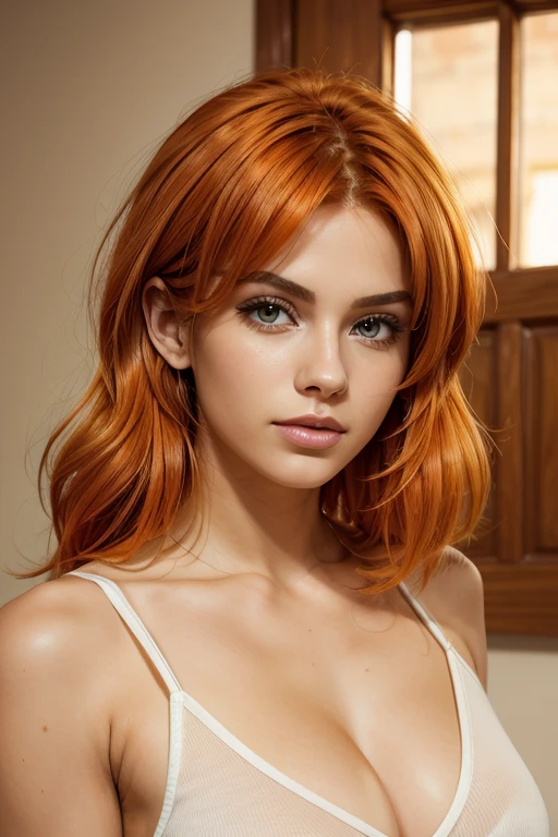 a very pretty and attractive orange hair 25 years old. very realistic