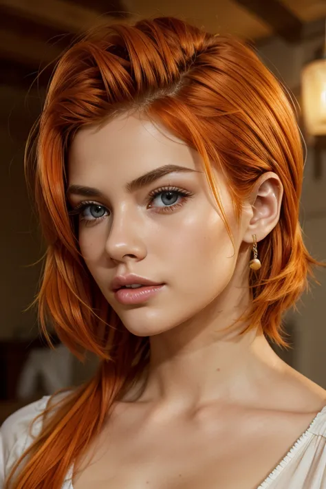 a very pretty and attractive orange hair 25 years old. very realistic