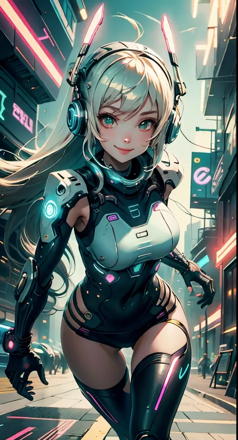 Cyber Girl, gentle smile，run