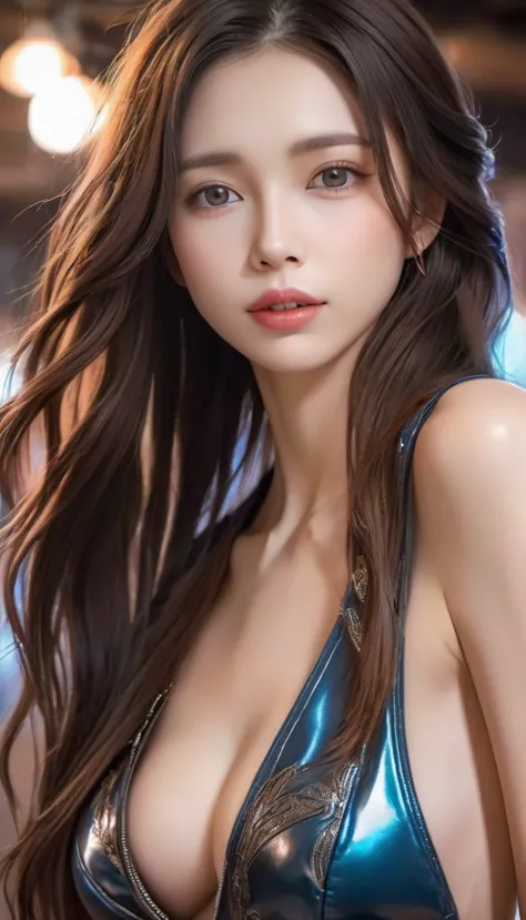 long-haired woman wearing sexy leather clothes,,,（（skinny jeans））,eyes are very delicate，,glowing skin，，perfect body，，（（（scared ...