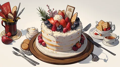 Chinese Cake, biscuit, cream, Beautiful jewelry, unusual cake, beautiful cake, multi-tiered cake, Huge cake, cake with incredibl...