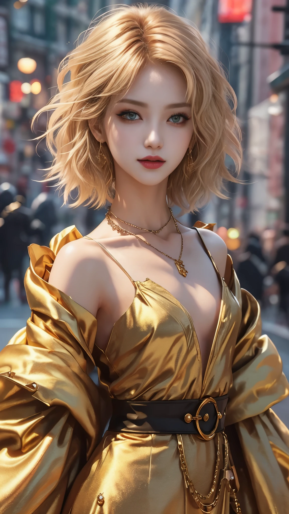 ​masterpiece, top-quality, ((1womanl)), different golden color, finely eye and detailed face, intricate detailes, Casual black and golden attire, window, A smile, Happiness, tenderness, high-level image quality、selfee, Beautuful Women、tall、a small face, D-cups, The upper part of the body、nightfall, nighttime scene、𝓡𝓸𝓶𝓪𝓷𝓽𝓲𝓬、Korea person, Idol Photos, Model photo, k pop, Professional Photos, Vampires, Korean fashion in black and golden, Fedoman with necklace, inspired by Sim Sa-jeong, androgynous vampire, :9 detailed face: 8, extra detailed face, detailed punk hair, ((eyes are deialed)) baggy eyes, Seductive. Highly detailed, semi realistic anime, Vampires, hyperrealistic teen, Delicate androgynous princess, imvu, ((short hair woman)), golden hair woman with wild look, ((Woman with short golden hair)), ((1 persons)),
