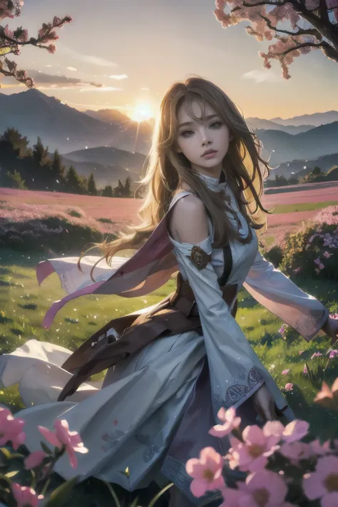 In a green meadow is a girl who leads a group of knights. BREAK With a brave expression, guides them to their destination. BREAK...