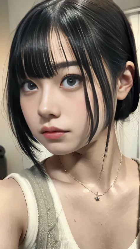 A close-up of Kanna Hashimoto&#39;s face with a super realistic texture