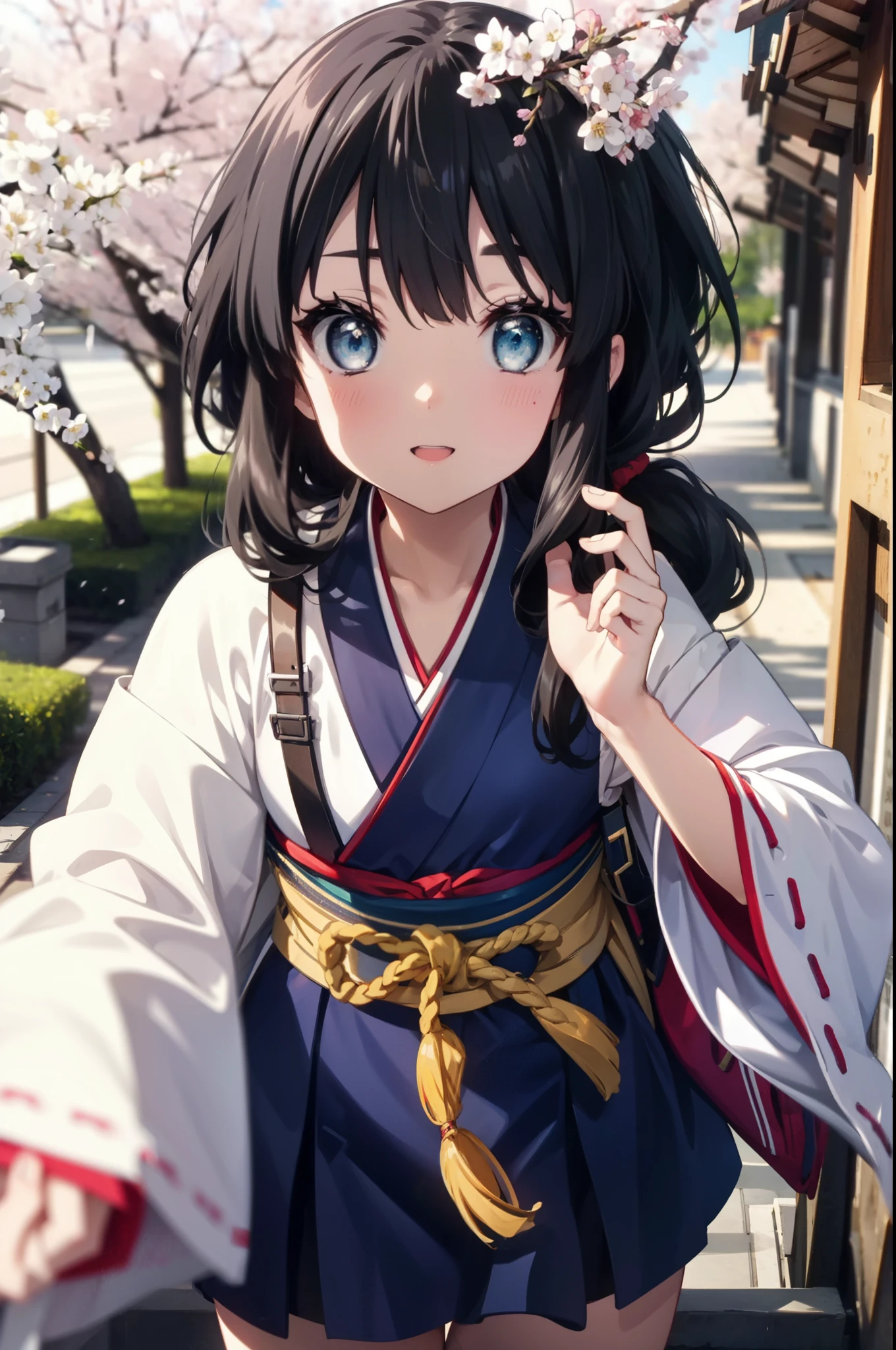 Anime girl in kimono outfit with cherry blossoms in her hair - SeaArt AI