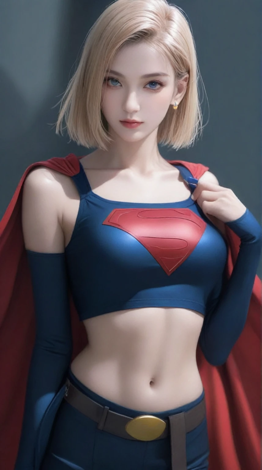 a close up of a woman in a superman costume posing for a picture, supergirl, ig model | artgerm, anime visual of supergirl, trending artgerm, extremely detailed artgerm, amouranth as a super villain, wojtek fus, power girl, style artgerm, superhero body, realistic anime 3 d style, artgerm style