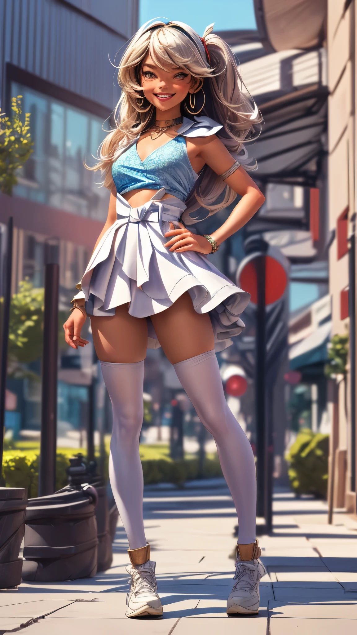 (best quality,4k,8k,highres,masterpiece:1.2),ultra-detailed, College Girl walking around college campus, strutting her stuff, Smiling and laughing, Flirting with the viewer, HDR, 8k, absurdres, cinestill 800, sharp focus, add_detail:3 (solo woman) anime