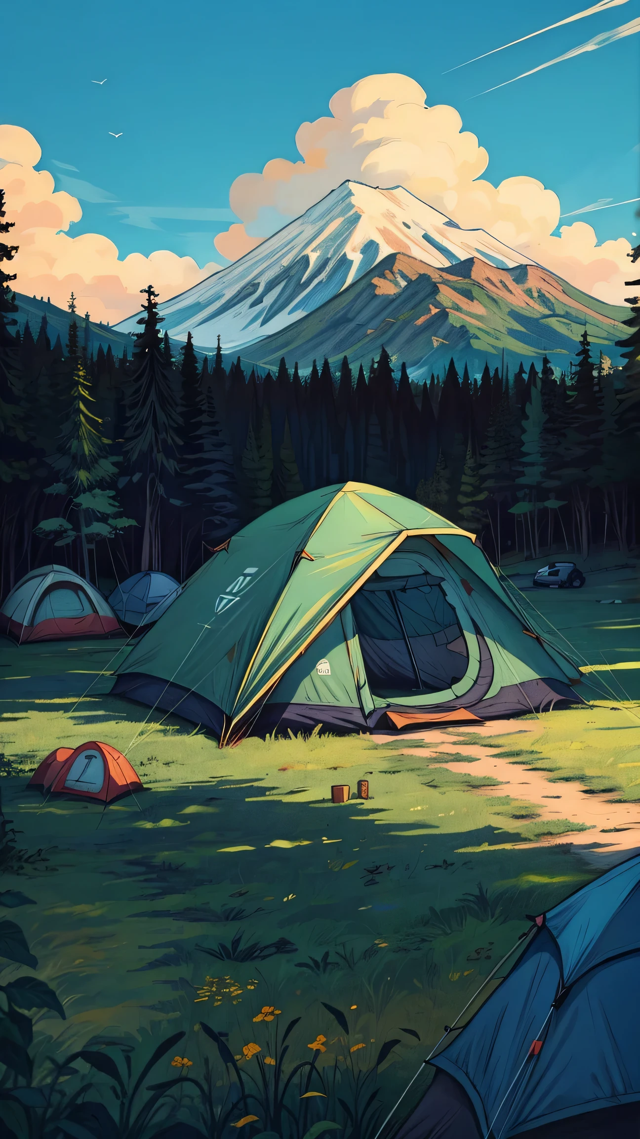 Nature, Camping, Tents, Blue Sky, GTA Art