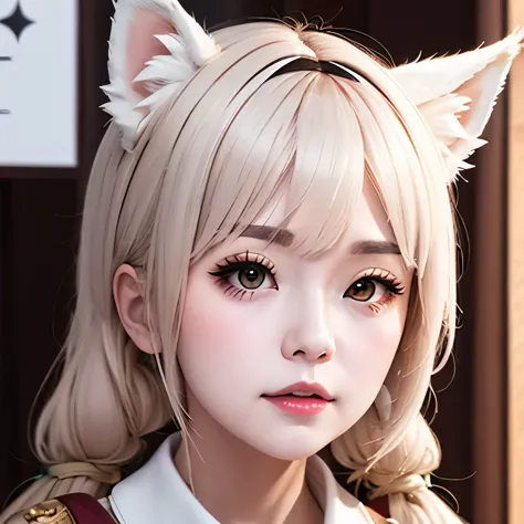 (masterpiece, best quality:1.2), emoticon packages,red eyes，white hair，fox ears，pitiful，blush，looking down