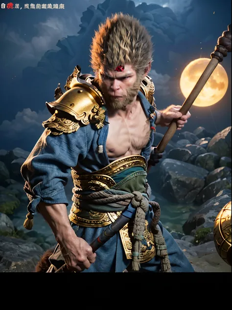 Sun Wukong borrows the golden cudgel from the Dragon King of the East China Sea， best quality， （realistically， Shoot real：1.37），...