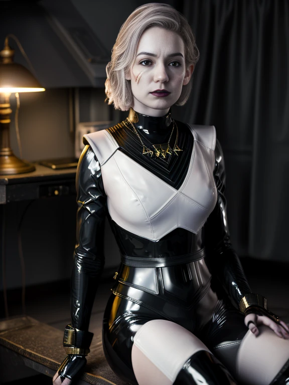 NightsisterMerrin, realistic, 1girl, best quality, dynamic lighting, highly detailed, 8k, science fiction, looking at viewer, pale skin latex
