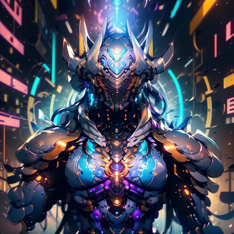 Masterpiece, Best Quality, High Quality, (Futuristic:1.1), (Cyberpunk Costumes), Cinematic Lighting, (Exquisite Future), Beautiful and Beautiful, Ultra Detailed, Great Composition, Floating, Depth of Field, (Very Detailed CG, Unity 8k Wallpaper), (Beautiful Detail Background), Beautiful Hair Detail, Dramatic Lighting, GOGETTA, Mecha, Hands Raised Above Your Head and Looking Up at the Sky