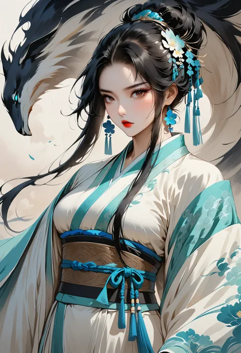 Umalinda warrior sexy, pretty face, Delicious Company, attractive figure, Wearing a sexy open kimono. the artwork is created in ...