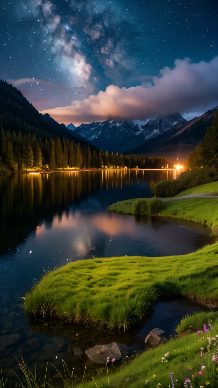 Logo, Amazing, 8K, Tabletop, Raw Photo, Amazing, Top Quality, High Quality, High Definition, Real, Ultra HD, Night, Wind, Story Poetry, Beauty of Mountains and Forests, Grasslands of the World, Silence and Beauty, Vast land, lakeside, amazing scenery, beautiful natural scenery