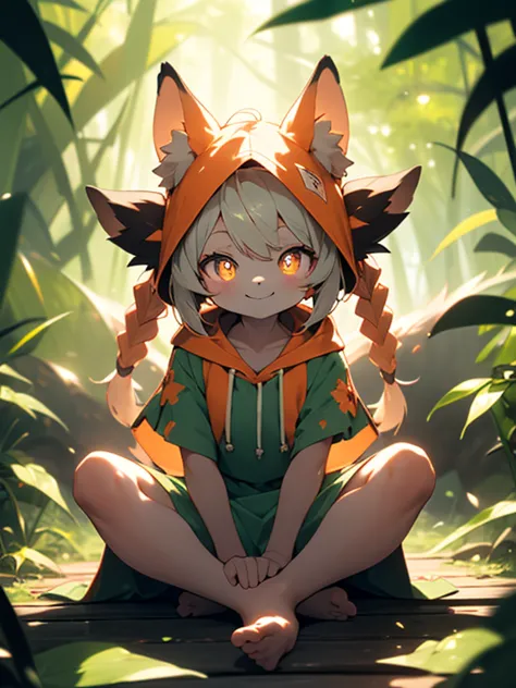 (masterpiece), best quality, warm lighting, looking at viewer, furry, cute red dragon girl, red twin braids, orange eyes, slit p...