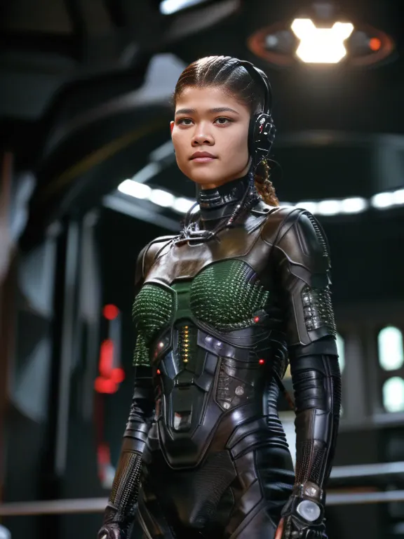 borg drone zendaya realistic, 1girl, best quality, dynamic lighting, highly detailed, 8k, science fiction, looking at viewer, pa...