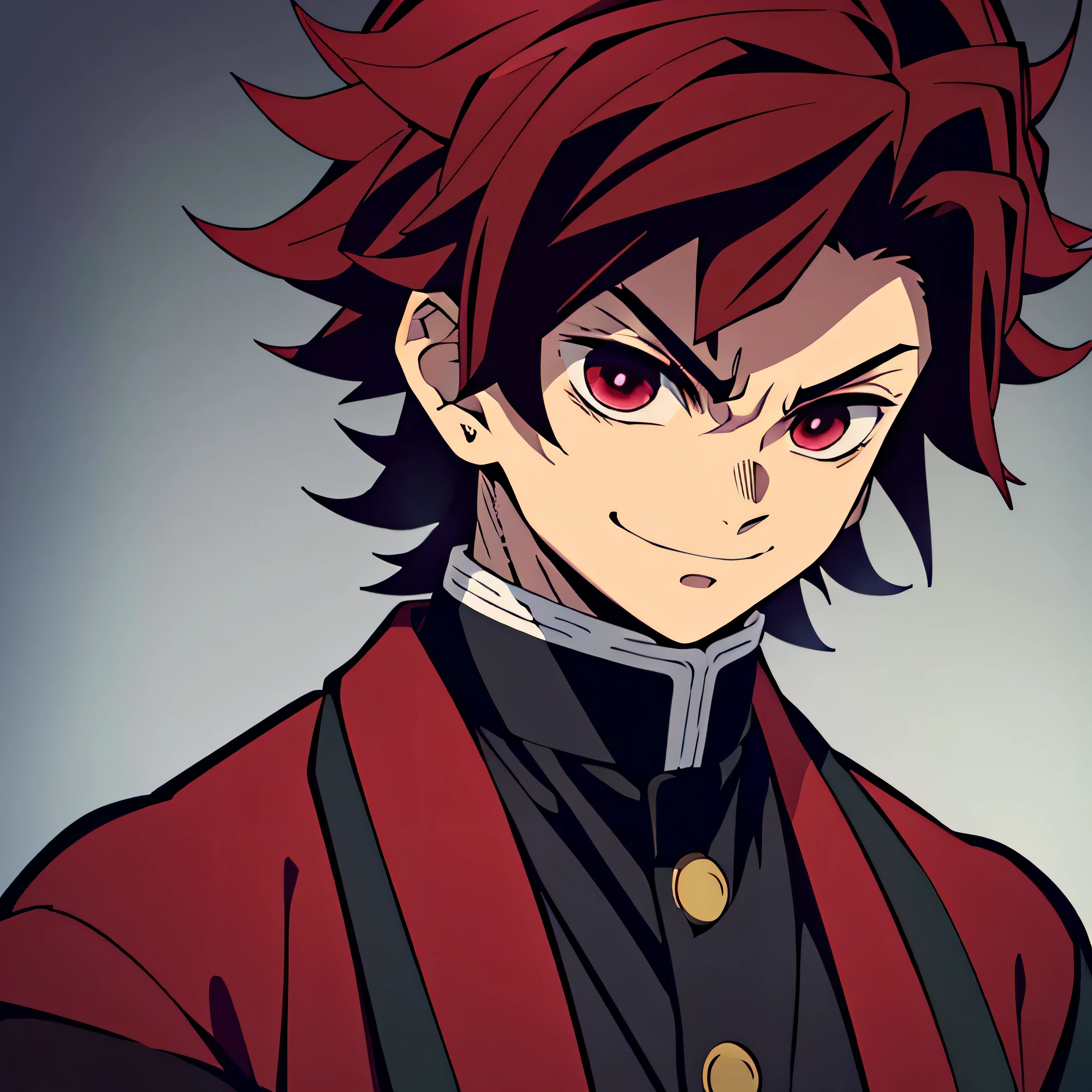 Anime character with red eyes and red hair in a black and red outfit -  SeaArt AI