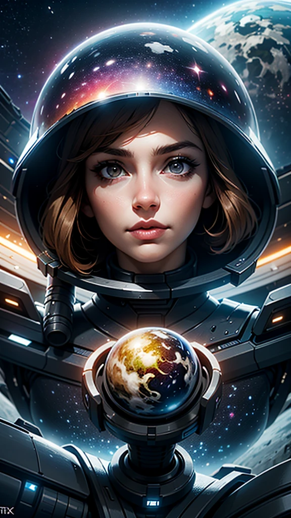 estilo niji,RFKTR_tecnotrex,mulher explorando planetas, mundos alienígenas, locais exóticos, espaço profundo,terrores desconhecidos, galáctico, nebulas,Estrelas,fcRetrato