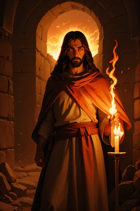 jesus of nazareth with flaming eyes