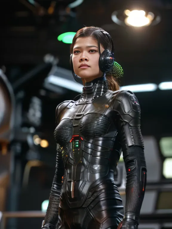 borg drone zendaya realistic, 1girl, best quality, dynamic lighting, highly detailed, 8k, science fiction, looking at viewer, pa...