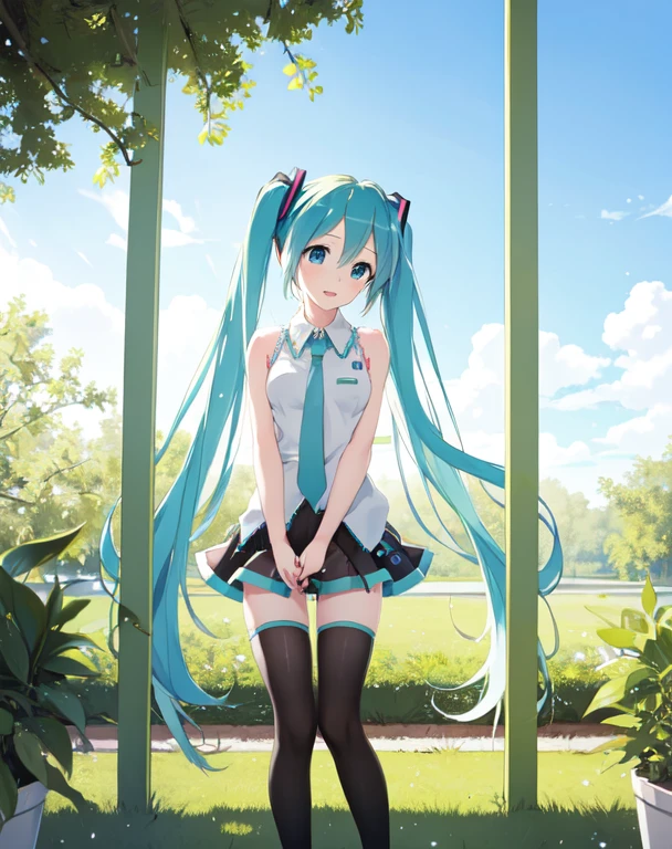 masterpiece, best quality, 1girl, hatsune miku, peeing