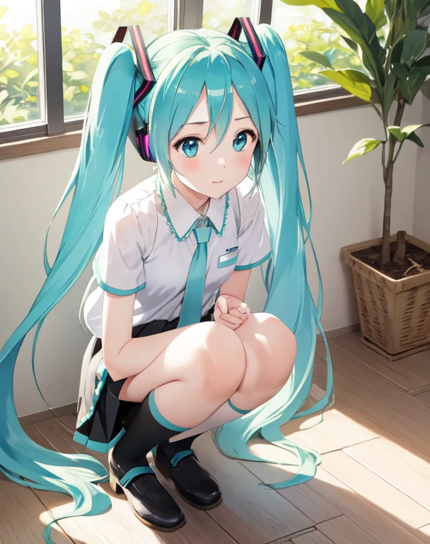 Meisterwerk, beste Qualität, 1 Mädchen, hatsune miku, auf eine Puppe pinkeln