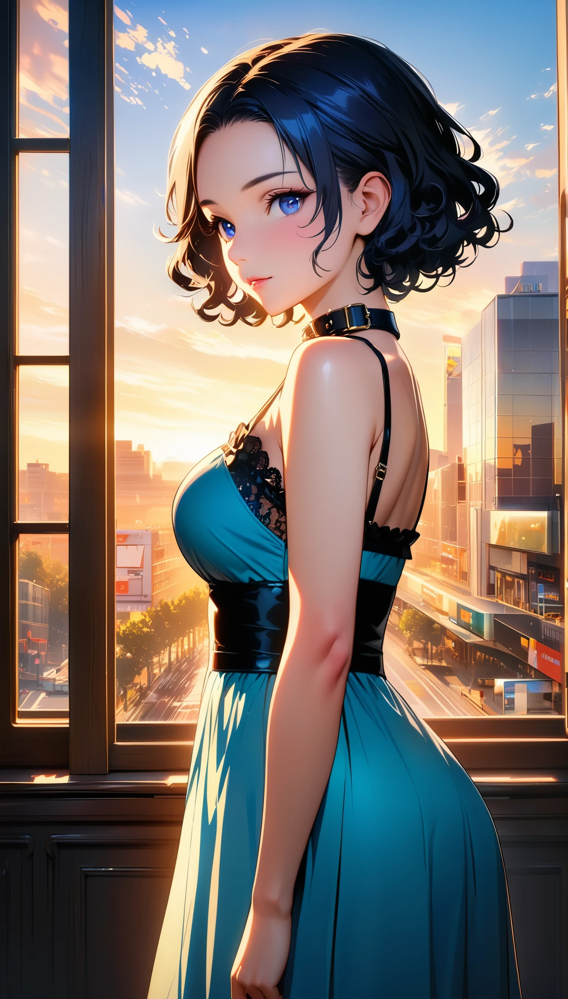 Royal sister，，(((short hair，curls,Hair combed back))), Ruffled lace dress，collar，shopping mall，Vague，Vague的背景，Vague的前景，light，light spot， contrast, phenomenal aesthetic, best quality, sumptuous artwork,PBR rendering+UE pull,16K,high resolution,masterpiece,high quality,Beautiful wallpaper,high detail, 16K 