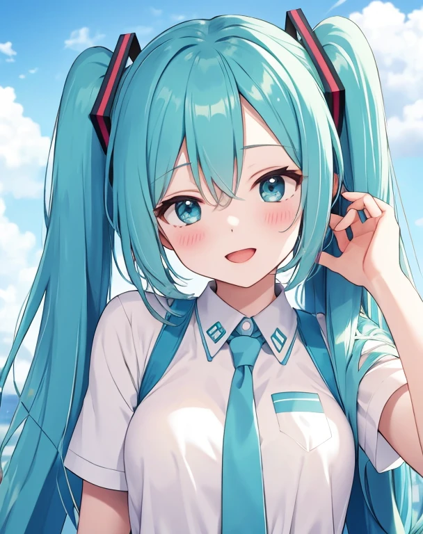 masterpiece, best quality, 1girl, hatsune miku, peeing on me 