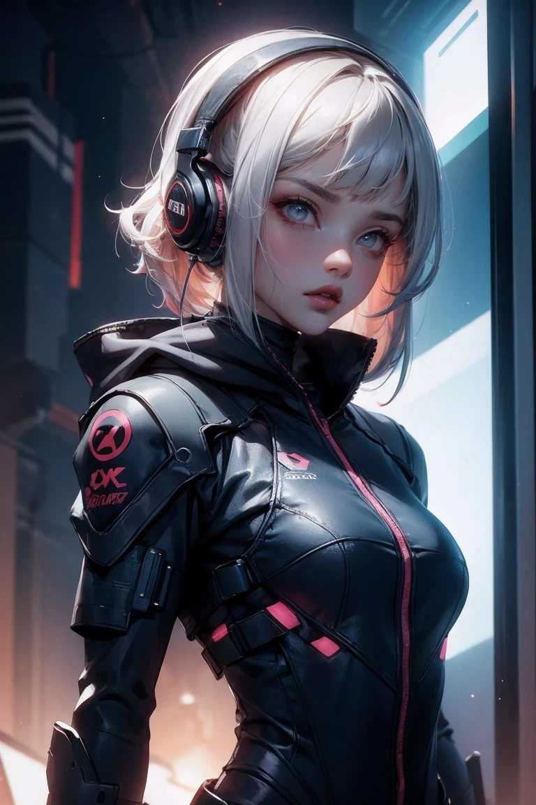 Una mujer con auriculares se encuentra cerca, Arte ciberpunk de Jason A... Ángel, Sociedad CG, retrofuturism, Ilia Kuvshinov, ciencia ficción, futuristic, energético, photoactual, actual, dramático, iluminación de película, enfoque nítido, 8K