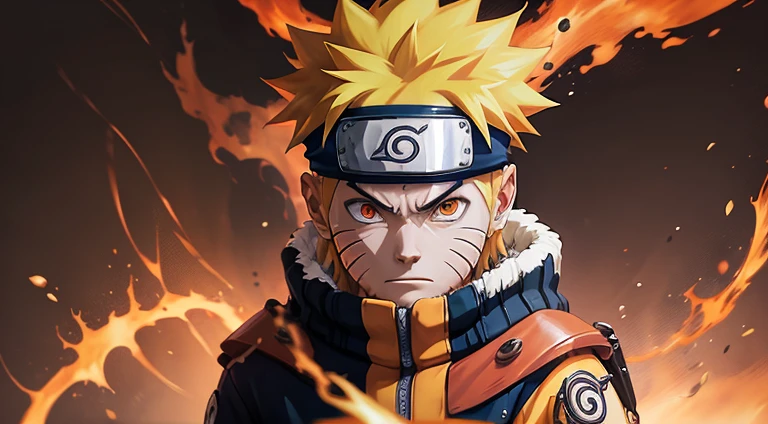 Uzumaki Naruto, Naruto Shippuden, 1caractère, tout le corps, art éclaboussant, riot art éclaboussant, jeu d&#39;émeute, style émeute, style mdr, lol art éclaboussant, orange aura, ombre de Kurama, yeux de Kurama, style Naruto-Ninja, 