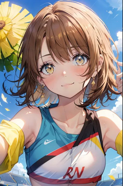 irohaisshiki, iroha isshiki, short hair, brown hair, (brown eyes:1.5), smile,happy smile, smile, open your mouth,(cheer leading)...