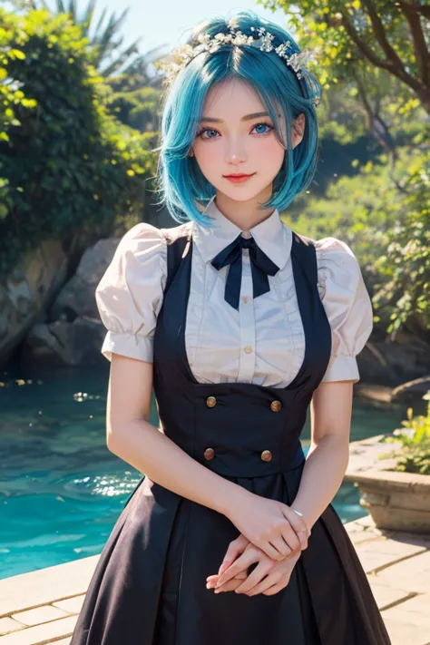 (masterpiece:1.6, best quality), (finely detailed beautiful eyes: 1.2), ph_rem, remhd, 1girl, blue hair, solo, blue eyes, x hair...